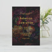 Elegante gotische moody bloemenbruiloft uitnodigin kaart (Staand voorkant)