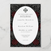 Elegante  gotische Moody Botanische bruiloft Folie Uitnodiging (Voorkant)
