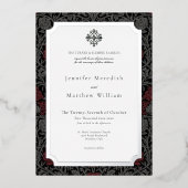 Elegante gotische Moody Botanische bruiloft Folie Uitnodiging (Voorkant)