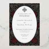 Elegante  gotische Moody Botanische bruiloft Folie Uitnodiging (Voorkant)