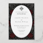 Elegante gotische Moody Botanische bruiloft Folie Uitnodiging (Voorkant)