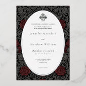 Elegante  gotische Moody Botanische bruiloft Folie Uitnodiging (Voorkant)