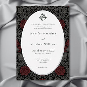 Elegante gotische Moody Botanische bruiloft Folie Uitnodiging