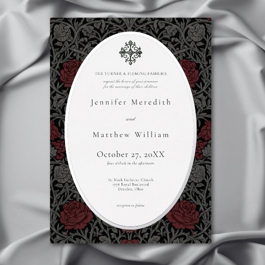 Elegante  gotische Moody Botanische bruiloft Folie Uitnodiging