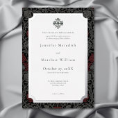 Elegante gotische Moody Botanische bruiloft Folie Uitnodiging