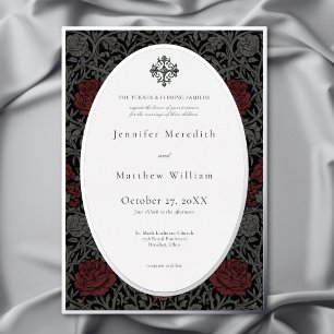 Elegante gotische Moody Botanische bruiloft Folie Uitnodiging