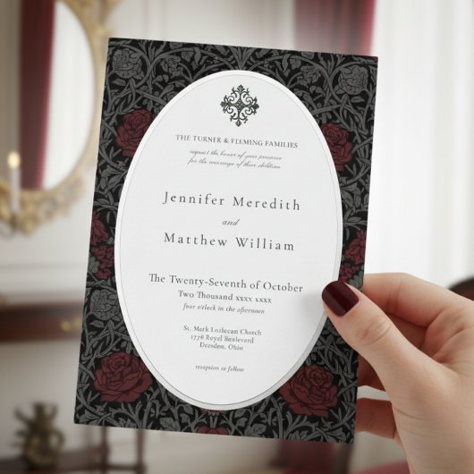 Elegante  gotische Moody Botanische bruiloft Folie Uitnodiging