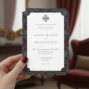 Elegante gotische Moody Botanische bruiloft Kaart