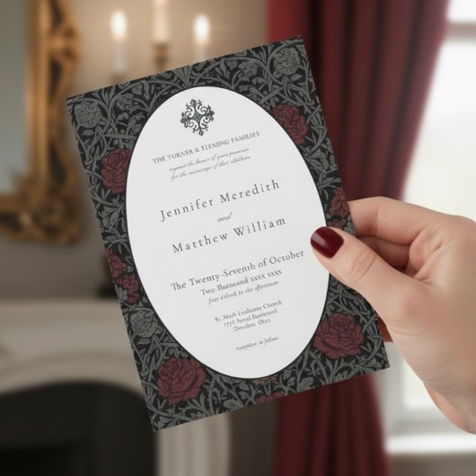 Elegante  gotische Moody Botanische bruiloft Kaart