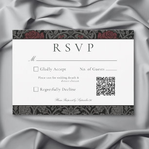 Elegante gotische Moody Botanische bruiloft QR RSVP Kaartje