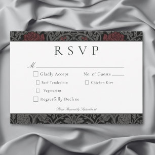 Elegante  gotische Moody Botanische bruiloft RSVP Kaartje