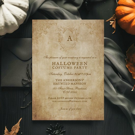 Elegante  gotische ouderdom papier Halloween Party Kaart