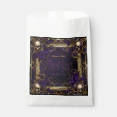 Elegante Gotische Paarse en Zwarte Bruiloft Bedankzakje (Voorkant)