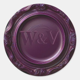 Elegante Gotische Paarse Wax Seal Bruiloft Sticker