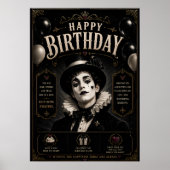 Elegante Gotische Pierrot Verjaardag Poster (Voorkant)