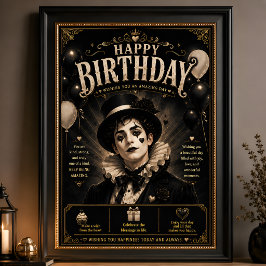 Elegante Gotische Pierrot Verjaardag Poster