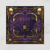 Elegante Gotische QR Code Bruiloft RSVP Informatiekaartje (Voorkant)