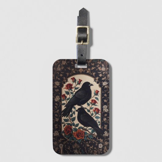 Elegante gotische raven met Rozen Bagagelabel (Voorkant (verticaal))