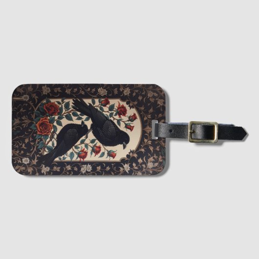 Elegante gotische raven met Rozen Bagagelabel (Voorkant (horizontaal))