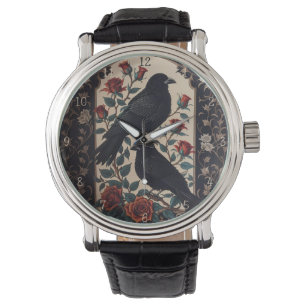 Elegante gotische raven met Rozen Horloge