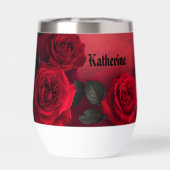 Elegante Gotische Rode Rozen Aangepaste Naam (Achterkant)