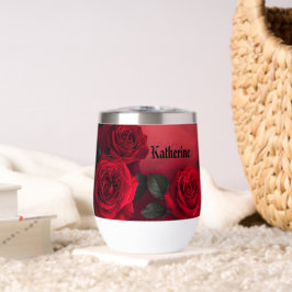 Elegante Gotische Rode Rozen Aangepaste Naam