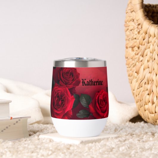 Elegante Gotische Rode Rozen Aangepaste Naam (Woonkamer (Gedraaid)  )