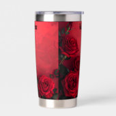 Elegante Gotische Rode Rozen Aangepaste Naam Geïsoleerde Drinkbeker (Links)