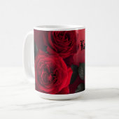 Elegante Gotische Rode Rozen Aangepaste Naam Koffiemok (Voorkant links)