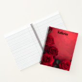 Elegante Gotische Rode Rozen Aangepaste Naam Notitieboek (Binnen)