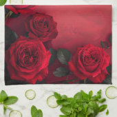 Elegante Gotische Rode Rozen Aangepaste Naam Theedoek (Gevouwen)