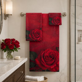Elegante Gotische Rode Rozen Bad Handdoek