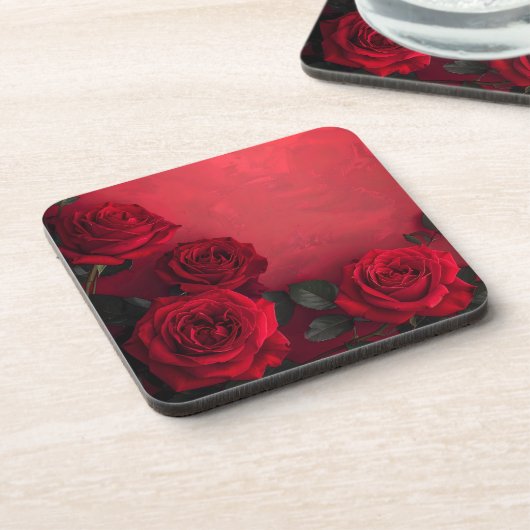 Elegante Gotische Rode Rozen Bier Onderzetter (Linkerzijde)