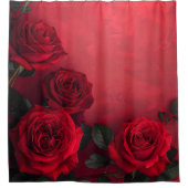 Elegante Gotische Rode Rozen Douchegordijn (Voorkant)
