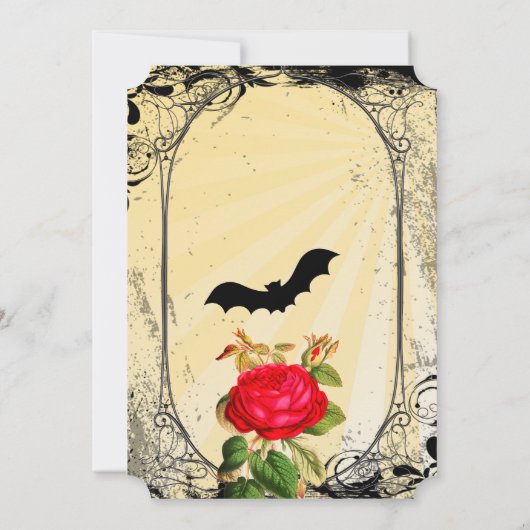 Elegante gotische rode rozen redden de datum kaart (Achterkant)