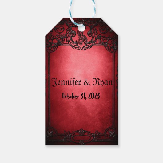 Elegante Gotische Roestige Rood Cadeaulabel (Voorkant)