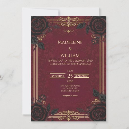 Elegante Gotische Romance bruiloft Kaart (Voorkant)
