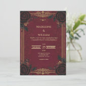 Elegante Gotische Romance bruiloft Kaart (Staand voorkant)