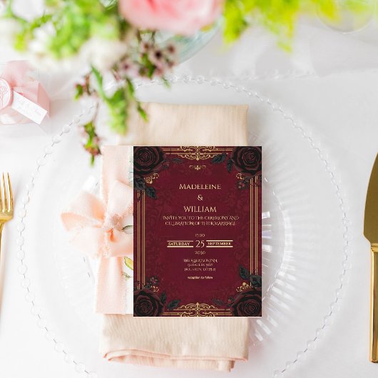 Elegante Gotische Romance bruiloft Kaart