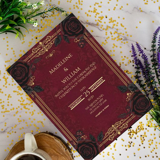 Elegante Gotische Romance bruiloft Kaart