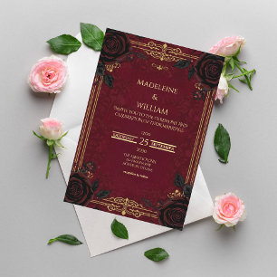 Elegante Gotische Romance bruiloft Kaart