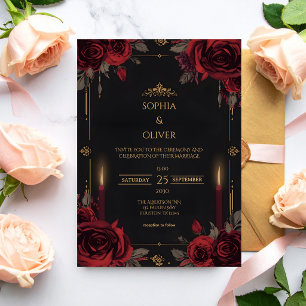 Elegante Gotische Romantische Bruiloft Kaart