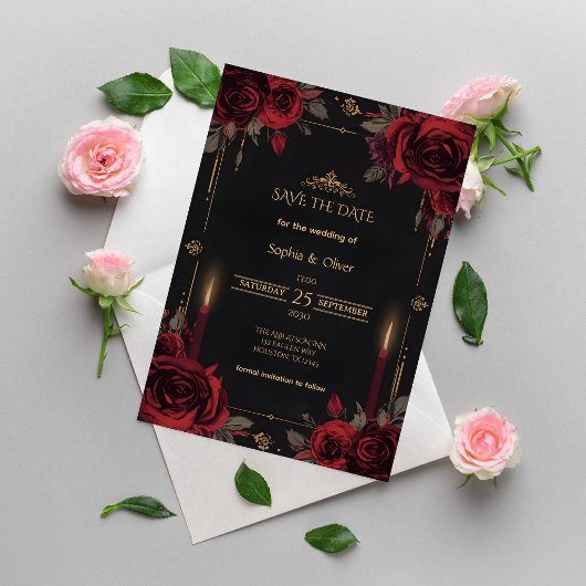 Elegante Gotische Romantische Trouwdag 'Save the D