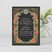 Elegante Gotische Rozen Kathedraal Frame Bruiloft Kaart (Staand voorkant)