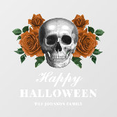 Elegante Gotische Rozen & Schedel Prettig Hallowee Raamsticker (Vel)