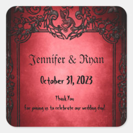 Elegante Gotische Rustieke Rood Vierkante Sticker