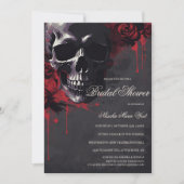 Elegante Gotische Schedel & Rozen Bruidsfeest Kaart (Voorkant)