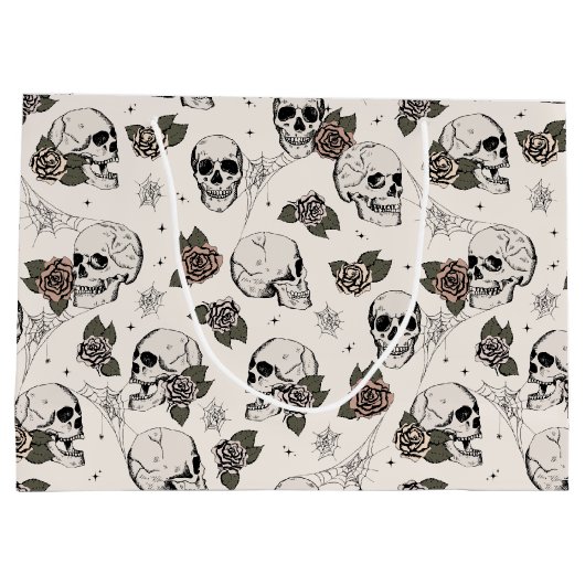 Elegante gotische schedels en Rozen Halloween Groot Cadeauzakje (Achterkant)