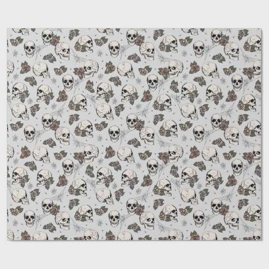 Elegante gotische schedels Halloween Dia de los Mu Cadeaupapier (Vlak)