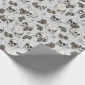 Elegante gotische schedels Halloween Dia de los Mu Cadeaupapier (Hoek)